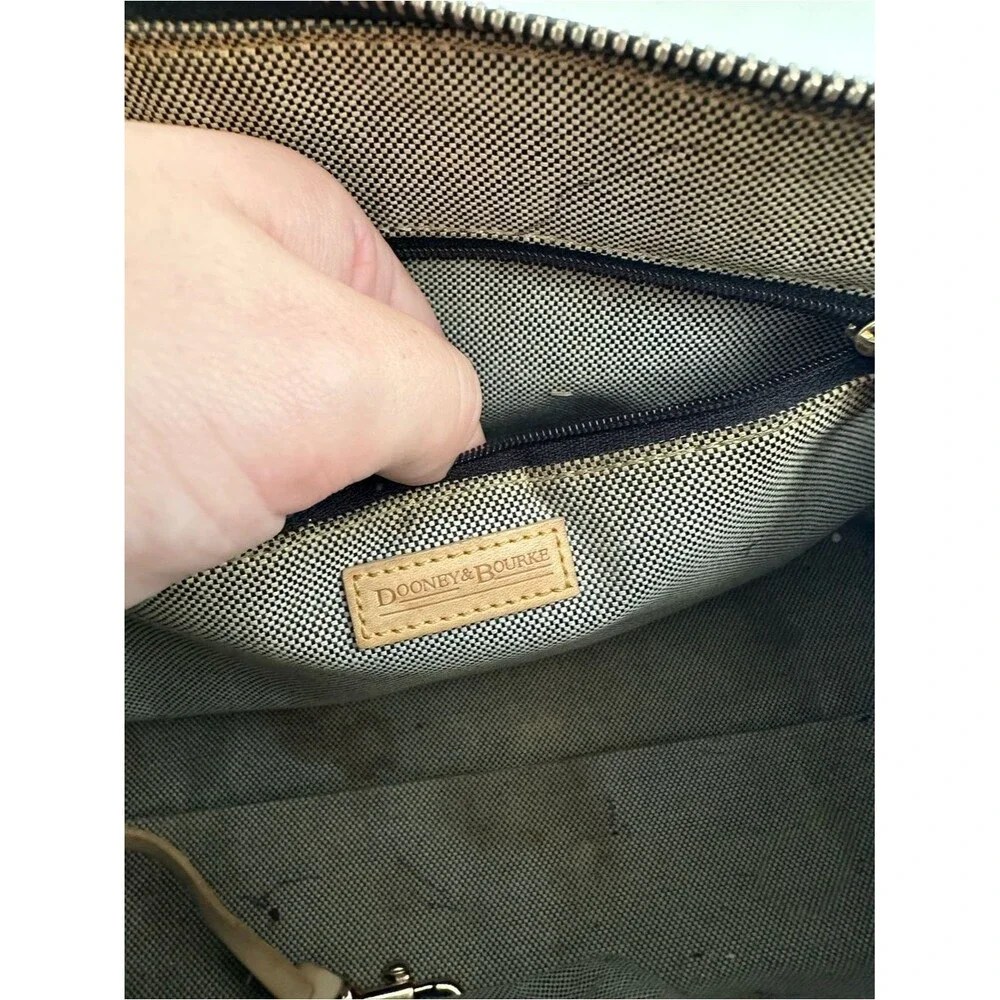 Dooney & Bourke y2k Black Boston Monogram Tan Leather Trim Satchel